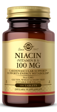 Miniatura para Un frasco de Solgar Niacina Vitamina B-3 100 mg 100 comprimidos para la salud del sistema nervioso y el metabolismo energético.