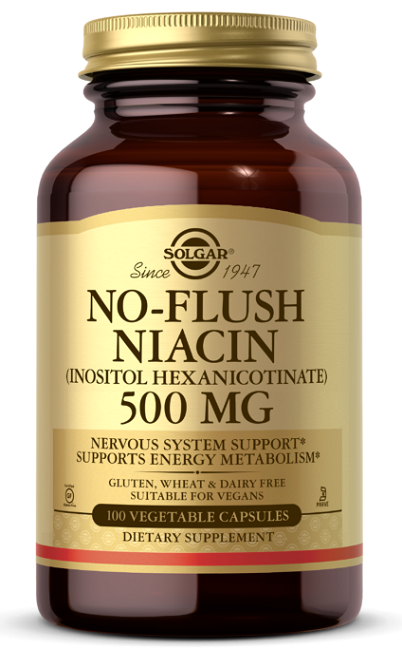 Esta Solgar Niacina No-Flush 500 mg Vitamina B3 Cápsula vegetal está especialmente formulada para contribuir a la salud cardiovascular regulando los niveles de lípidos en sangre. Con una dosis de 300 mg, puede ayudar a mejorar el metabolismo de los hidratos de carbono.