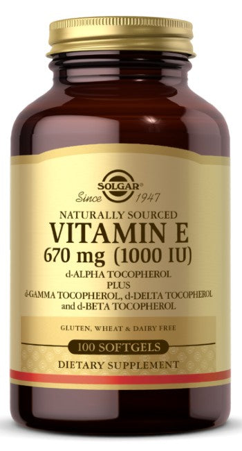 Solgar's Vitamin E 670 MG (1000 IU) Mixed 100 Softgels provides powerful antioxidant power and supports cardiovascular protection, delivering 7000 mcg per serving.