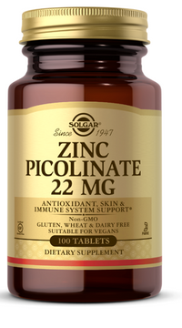 Thumbnail for Solgar's Zinc Picolinate 22 mg 100 tablets is a powerful antioxidant that supports the immune system.