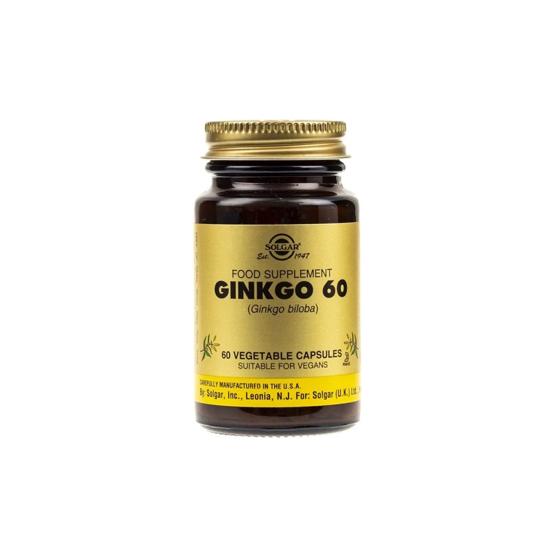 Ginkgo 60 (Ginkgo Biloba) 60 Vegetable Capsules - front