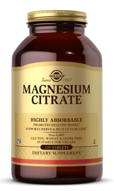 Solgar'Citrato de Magnesio 200 mg 120 Comprimidos suplemento de alta absorción.