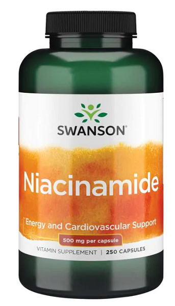 Swanson Vitamin B-3 Niacinamide - 500 mg 250 capsules provides energy and supports cardiovascular health.