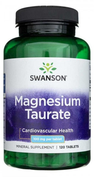Un frasco de Swanson Taurato de magnesio 100 mg 120 tab.