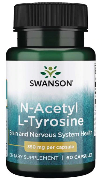 La Swanson N-Acetil L-Tirosina - 350 mg 60 cápsulas es un complemento alimenticio que ayuda a la absorción de nutrientes, mejora la regulación del estado de ánimo y la concentración.