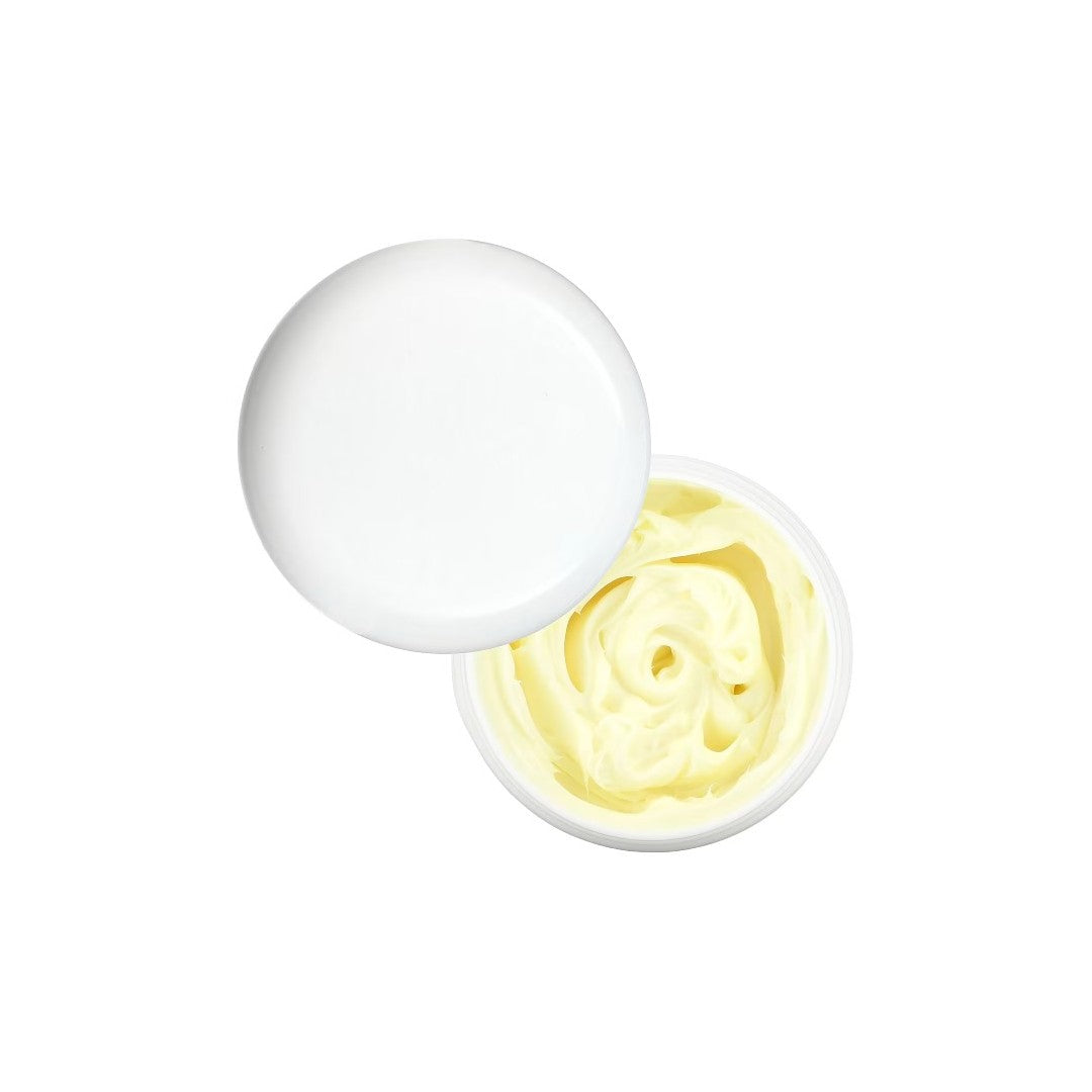 A white open container with a white lid reveals a soft, pale yellow Swanson Vitamin E Cream 4 fl oz (118 ml) inside, offering both skin hydration and antioxidant protection.