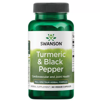 Thumbnail for Swanson's Turmeric & Black Pepper supplement bottle supports joint and cardiovascular health. It is expertly labeled and contains 60 veggie capsules for your well-being.