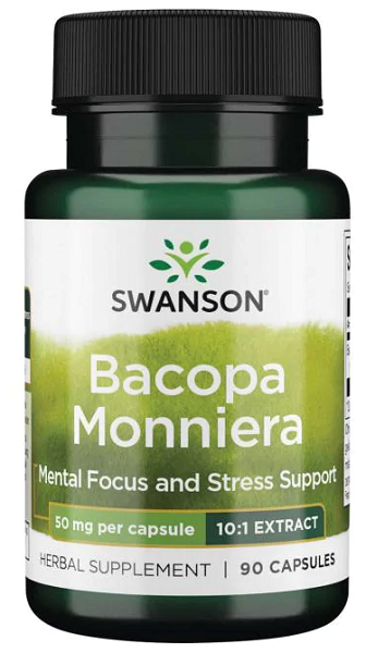 Swanson El Extracto de Bacopa Monnieri 10:1 es un suplemento dietético que favorece la concentración mental y reduce el estrés.