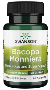 Miniatura de Swanson Bacopa Monnieri 10:1 Extract es un suplemento dietético que favorece la concentración mental y reduce el estrés.