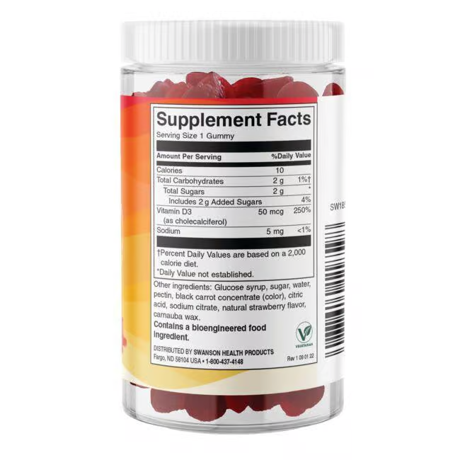 Vitamin D3 2000 IU (50 mcg) 60 Gummies - Strawberry