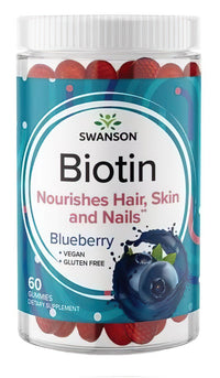 Miniatura para Swanson Biotina 5000 mcg 60 Gominolas - Arándano nutre el cabello, la piel y las uñas.