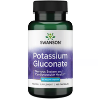 Thumbnail for A bottle of Swanson's Potassium Gluconate 99 mg 100 Capsules is designed to support electrolyte balance and cardiovascular health.