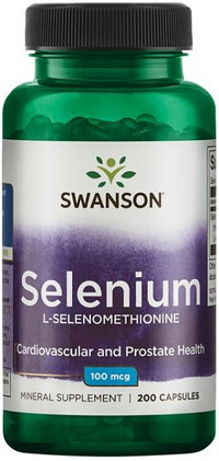 Miniatura de las cápsulas de L-Selenometionina de Swanson ofrecen apoyo antioxidante para la salud cardiovascular y de la próstata.