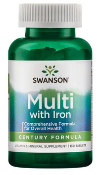 Miniatura de Swanson Multi con Hierro 130 Tab Fórmula multivitamínica Century con vitaminas y minerales esenciales para una protección antioxidante.