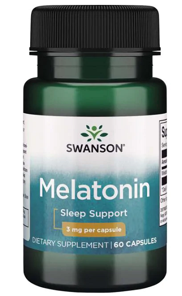 Swanson Melatonina - 3 mg 60 cápsulas ayuda al sueño.