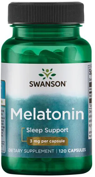 Swanson Melatonina - 3 mg 120 cápsulas ayuda al sueño.