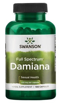 Miniatura de Un frasco de Swanson Damiana - 510 mg 100 cápsulas.