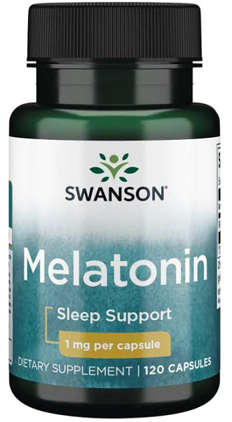 Swanson Melatonina - 1 mg 120 cápsulas ayuda al sueño.