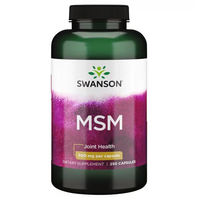 Thumbnail for Swanson's MSM 500 mg supplement provides joint health support with organic sulfur compounds, featuring 250 capsules per bottle.