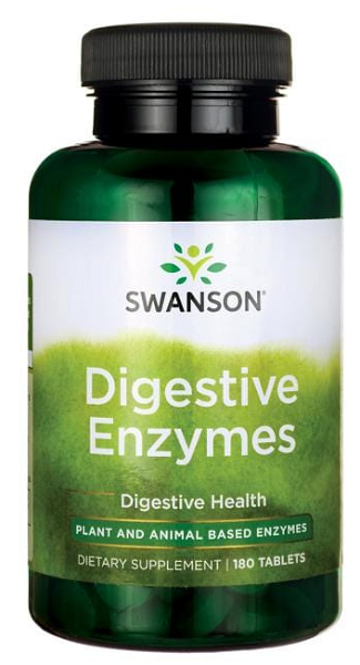 Un frasco de Swanson Enzimas digestivas - 180 comprimidos.