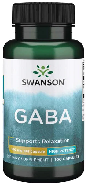 Swanson GABA - 500 mg 100 cápsulas cápsulas de apoyo a la relajación.