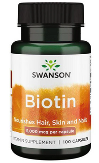 Miniatura de Suplemento dietético para cabello, piel y uñas en 100 cápsulas - Swanson Biotin - 5 mg.