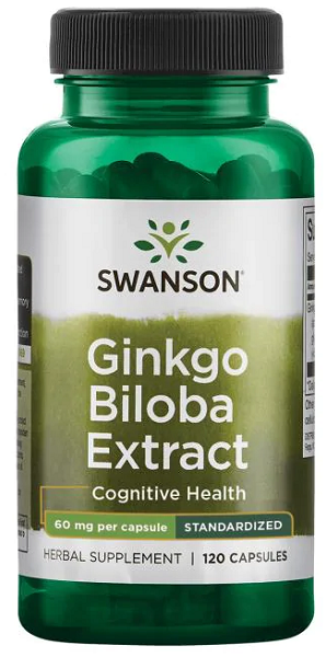 Swanson Extracto de Ginkgo Biloba 24% - 60 mg 120 cápsulas.
