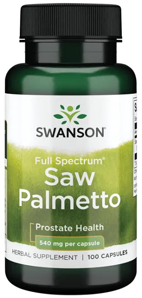 Suplemento de apoyo a la próstata que contiene Swanson's Saw Palmetto - 540 mg 100 cápsulas.