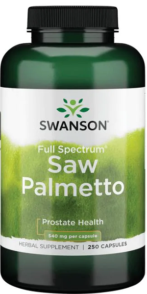 Mejora la salud de la próstata y el flujo urinario con un frasco de Swanson Saw Palmetto - 540 mg 250 cápsulas.