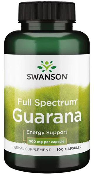 Swanson Guaraná - 500 mg 100 cápsulas apoyo energético.