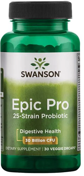 Swanson Probiótico Epic Pro 25-cepas - 30 cápsulas vegetales.