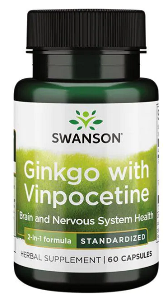 Swanson Ginkgo con Vinpocetina - 60 cápsulas.