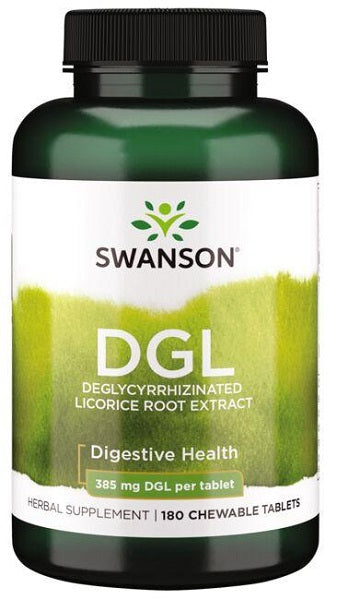 Swanson DGL Regaliz Deglycyrrhizinated 385 mg 180 comprimidos masticables.