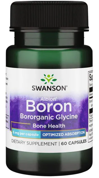 Swanson Albion Boro Glicina Bororgánica - 6 mg 60 cápsulas cápsulas para la salud ósea.