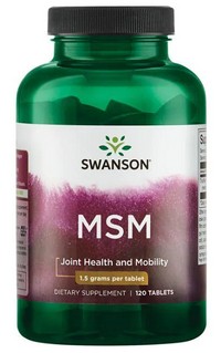 Miniatura para Un frasco de Swanson MSM - 1.500 mg 120 comprimidos, conocido por sus beneficios para la salud articular y el apoyo a la estructura del colágeno. Con sus potentes propiedades antiinflamatorias, este suplemento es imprescindible para mantener el bienestar general.
