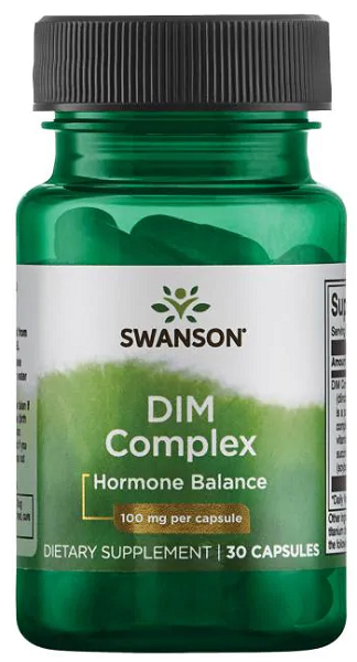 Un frasco de Swanson DIM Complex - 100 mg 30 cápsulas equilibrio hormonal.