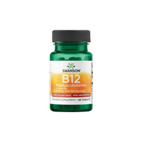 Thumbnail for Swanson's Vitamin B-12 Methylcobalamin, green bottle with 60 tablets, delivers 5000 mcg each for energy and metabolism support.