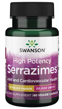 Thumbnail for Swanson high potency Serrazimes - 20000 units 60 vege capsules containing the proteolytic enzyme Serrazimes are designed to support joint health.