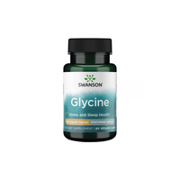 Thumbnail for A bottle of Swanson Glycine - Featuring AjiPure with 60 veggie capsules, designed to enhance stress and sleep quality, contains 500 mg of the amino acid glycine per capsule.