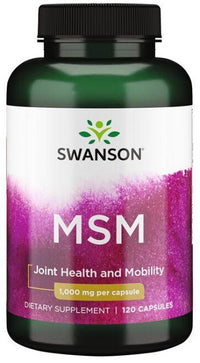 Thumbnail para Swanson MSM 1000 mg 120 cáps. es un suplemento que favorece los tejidos conjuntivos y promueve la salud articular. Al potenciar las estructuras de colágeno, ayuda a mejorar la movilidad general.