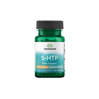 Thumbnail for A 60-capsule bottle of Swanson's 5-HTP Maximum Strength, with 200 mg per capsule, is enriched with Griffonia simplicifolia for optimal serotonin support.