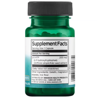 Thumbnail for A green bottle of Swanson's 5-HTP Maximum Strength supplements contains 60 capsules of 200 mg L-5 Hydroxytryptophan each, sourced from Griffonia simplicifolia, to support serotonin and enhance well-being naturally.