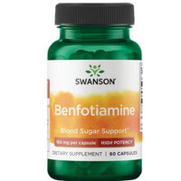 Thumbnail for A bottle of Swanson's Vitamin B-1 Benfotiamine dietary supplement, featuring 