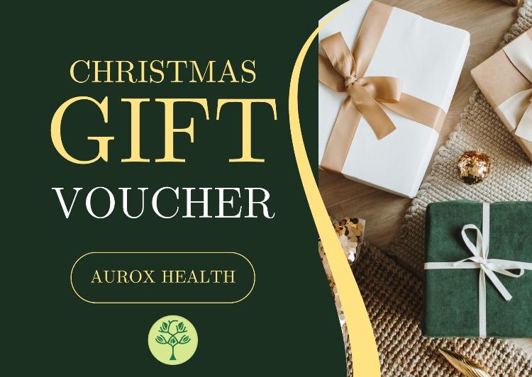 An Auroxhealth Gift Card, nestled among beautifully wrapped presents adorned with ribbons, makes the perfect choice for anyone seeking health and vitality through premium supplements.