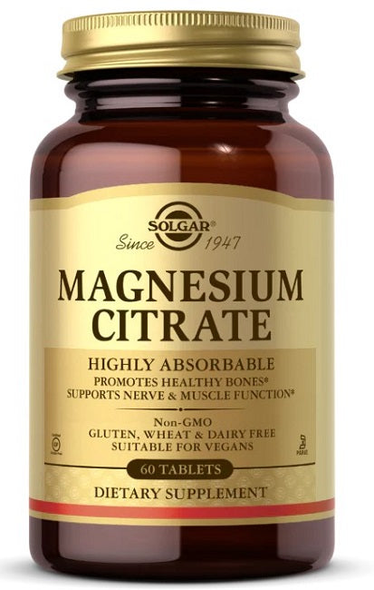 Un frasco de Solgar Citrato de magnesio 420 mg 60 comp.