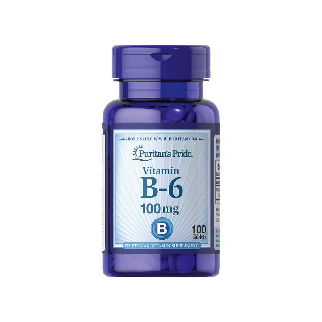 Puritan's Pride Vitamin B-6 Pyridoxine 100 mg 100 tab capsules: Boost Energy Metabolism and Support Cardio Health.