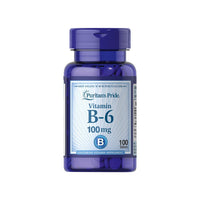 Thumbnail for Puritan's Pride Vitamin B-6 Pyridoxine 100 mg 100 tab capsules: Boost Energy Metabolism and Support Cardio Health.
