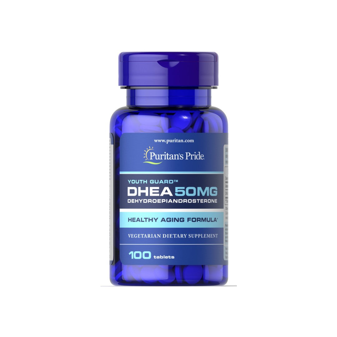 Un frasco de DHEA - 50 mg 100 comprimidos de Puritan's Pride.