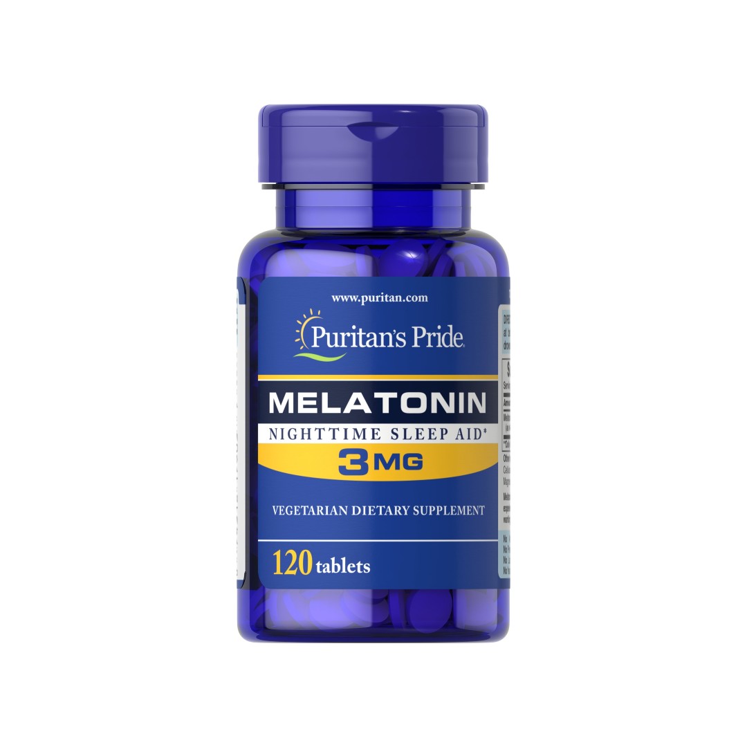 Un frasco de Melatonina 3 mg 120 Comprimidos de Puritan's Pride.