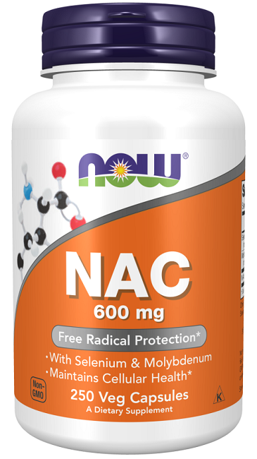 Now Foods N-Acetil Cisteína 600 mg 250 cápsulas vegetales para la salud hepática y el apoyo antioxidante.